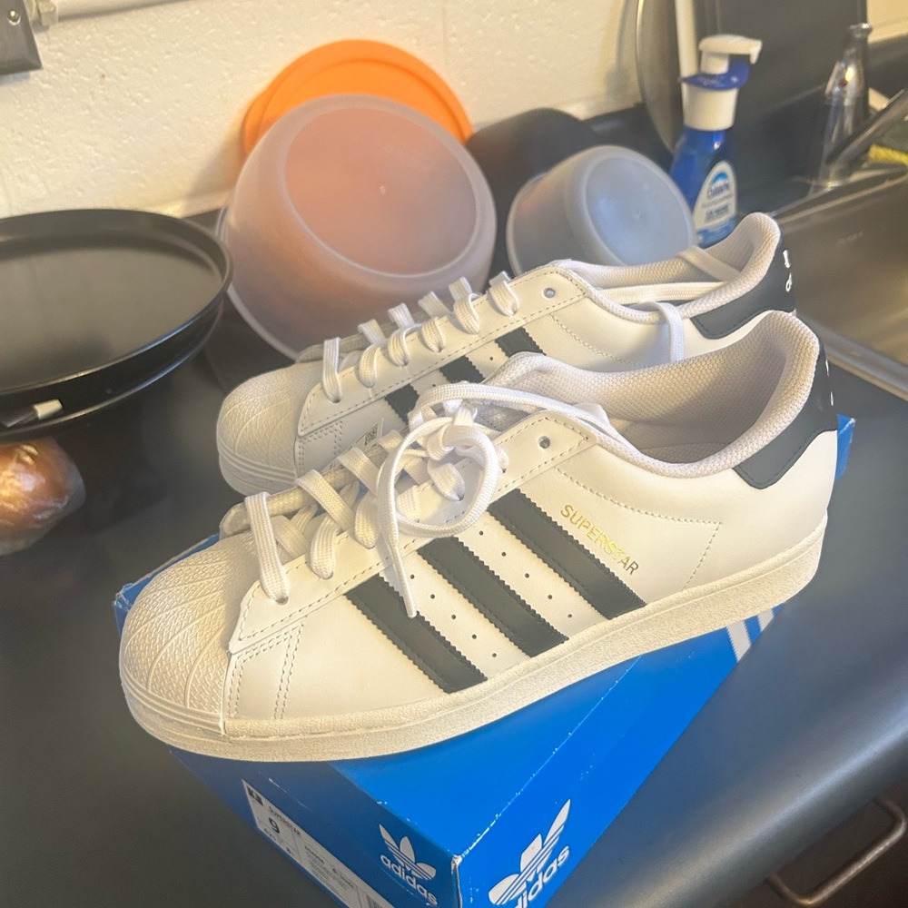 Adidas Superstar White with Black Stripes